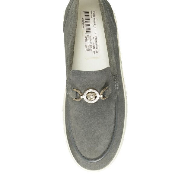 Versace Men\'s Suede Leather Silver Medusa Loafers Slip On Shoes US 7 IT 40 main image 6